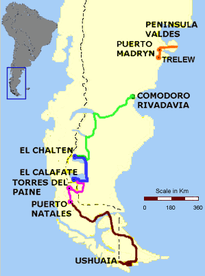 Adventure Trips Map - Patagonia Adventure Trip