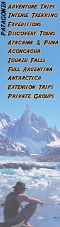 Patagonia Adventure Trip - Relax in the glaciers deep blue ice. Outdoor travel, trekking Patagonia